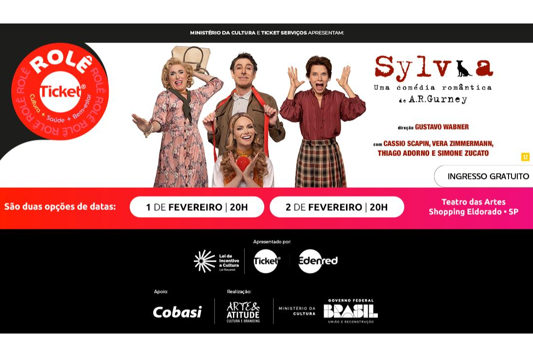 Banner de divulgação do espetáculo Sylvia.