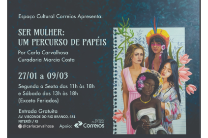 Banner de divulgação da exposição Ser Mulher: um Percurso de Papéis.