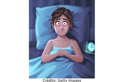 Imagem ilustrada de uma mulher com insônia e olheiras.