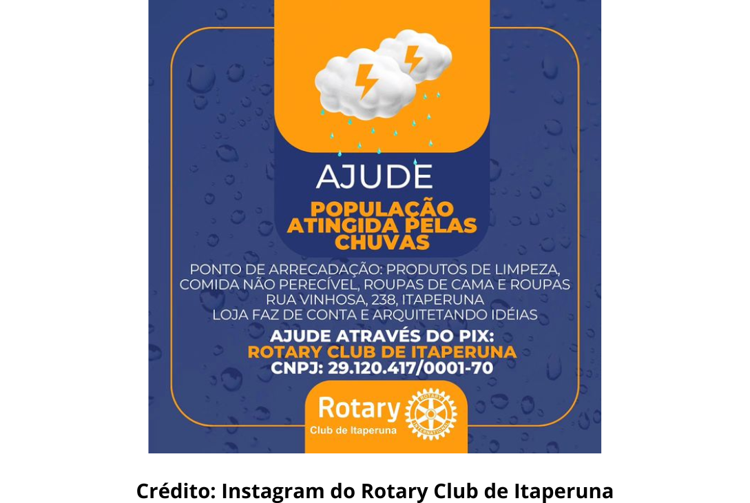 Banner de divulgação da campanha do Rotary Club de Itaperuna.