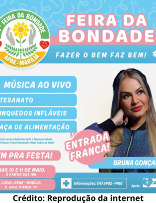 Banner de divulgação da 37.ª Feira da Bondade da APAE de Marília.