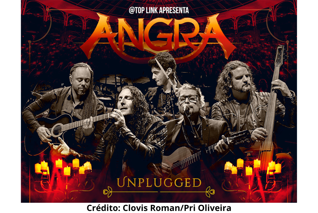 Banner de divulgação do show acústico do Angra.