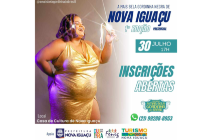 Banner de divulgação do concurso de moda plus size.