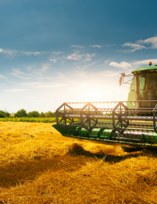 Imagem ilustrativa de uma máquina agrícola no campo.