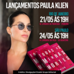 Banner de divulgação do lançamento literário de Paula Klien.