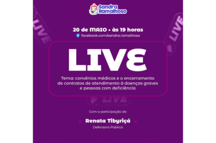 Banner de divulgação da live organizada por Sandra Ramalho.