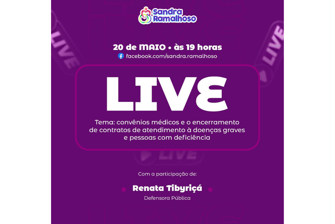 Banner de divulgação da live organizada por Sandra Ramalho.