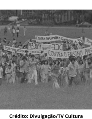 Cena do documentário Os Caminhos da Democracia – 1932–1977: a história do Movimento Estudantil no Brasil.