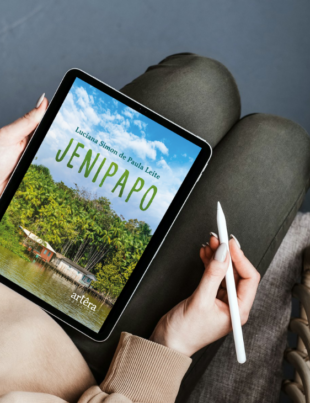 Imagem-montagem com capa do livro Jenipapo.