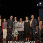 Foto dos membros do Ministério da Cultura, do Ministério da Ciência, Tecnologia e Inovação e da Financiadora de Estudos e Projetos (Finep).