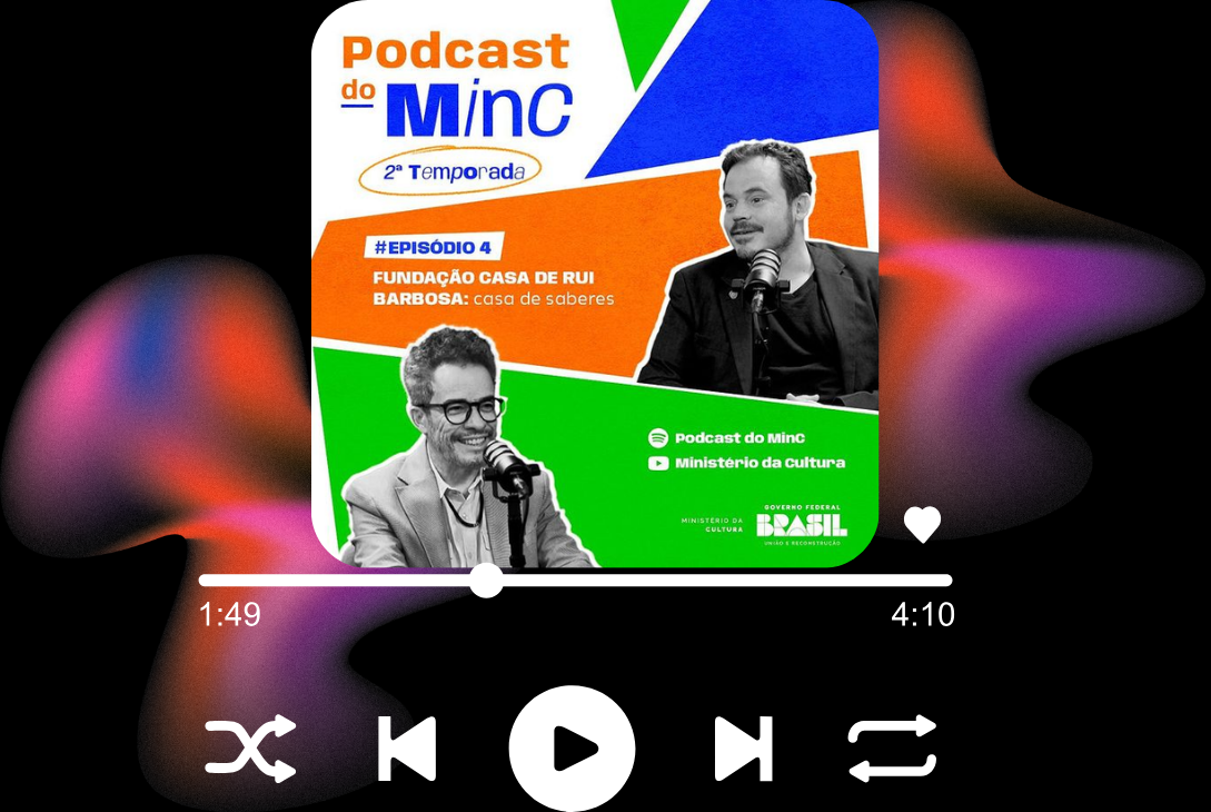 Imagem-montagem com capa do episódio 4 do Podcast do MinC.