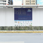 Imagem-montagem com banner de divulgação de um evento do JHSP.