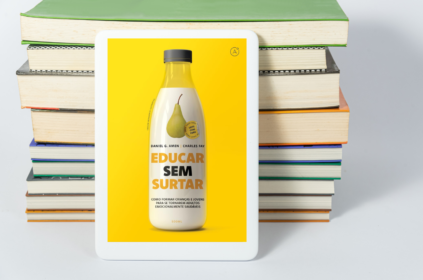 Imagem-montagem com capa do livro Educar sem surtar.