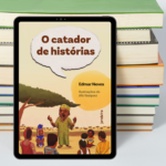 Imagem-montagem com capa do livro O catador de histórias.