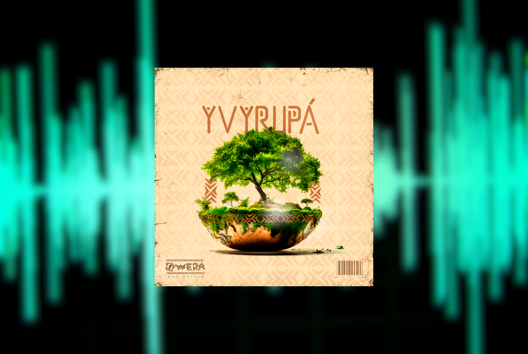 Imagem-montagem com capa do single Yvyrupa.