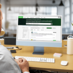 Imagem-montagem com print da plataforma da Schneider Electric.