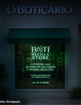 Banner de divulgação da campanha ambiental Boti Recicla Store.