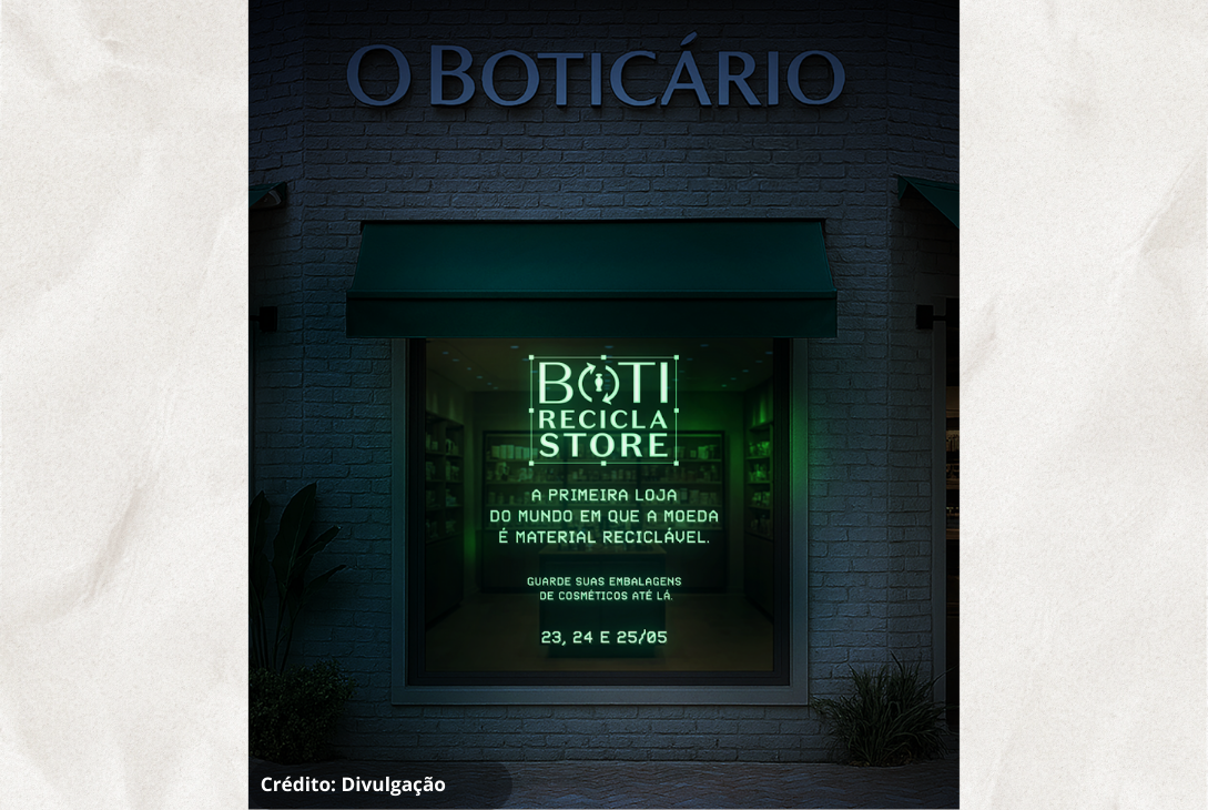 Banner de divulgação da campanha ambiental Boti Recicla Store.