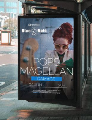 Foto-montagem do banner do evento no Blue Note RJ.