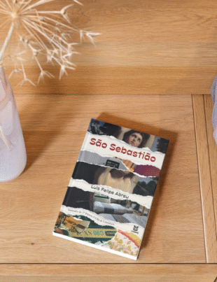 Foto-montagem com a capa do livro São Sebastião