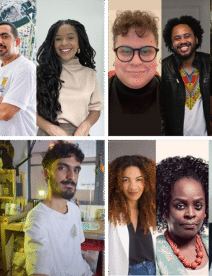 Montagem com fotos dos participantes e mediadores dos eventos apresentados no projeto do SESC Carmo.