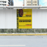 Montagem com banner de divulgação do evento.