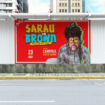 Montagem com banner de divulgação do evento.