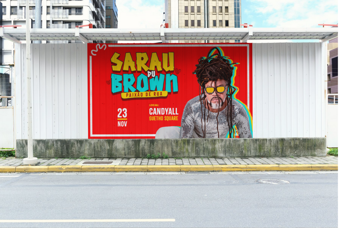 Montagem com banner de divulgação do evento.