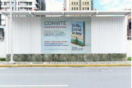 Montagem com banner de divulgação do evento.