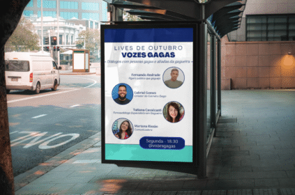 Montagem com banner de divulgação do evento.