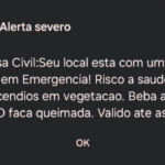 Captura de tela de alerta da Defesa Civil enviado via celular..