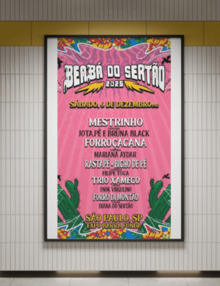 Montagem com banner do evento.