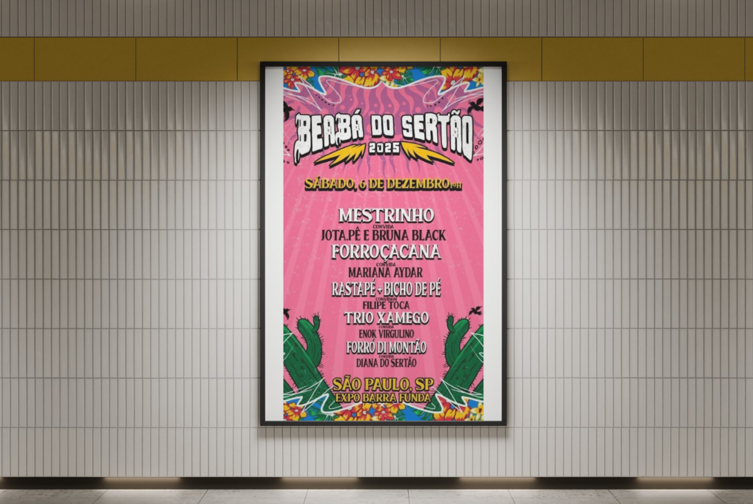 Montagem com banner do evento.