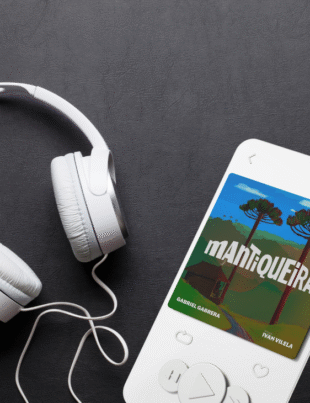 Montagem com capa do single.