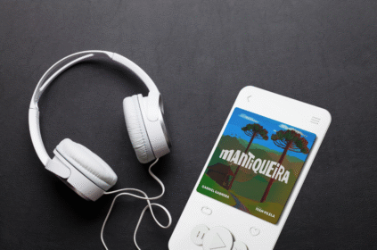 Montagem com capa do single.