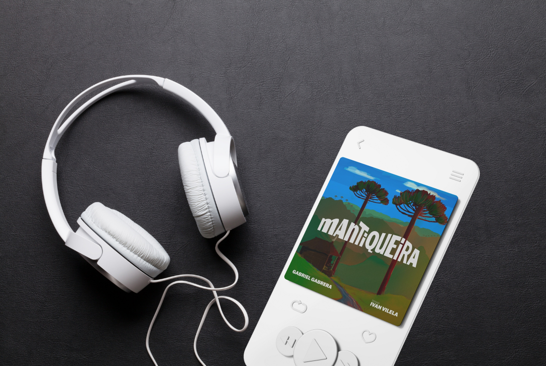 Montagem com capa do single.