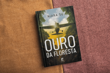 Montagem com capa do livro.