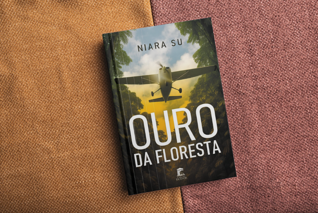 Montagem com capa do livro.