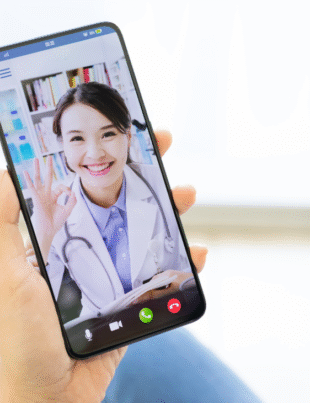 Imagem ilustrativa de um atendimento de telemedicina.