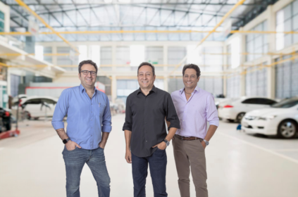 Foto dos empresários Ricardo Ceruli, Cassio Ceruli e Fabricio Barroca.