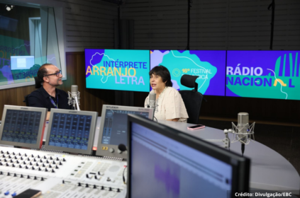 Foto do estúdio da Rádio Nacional.