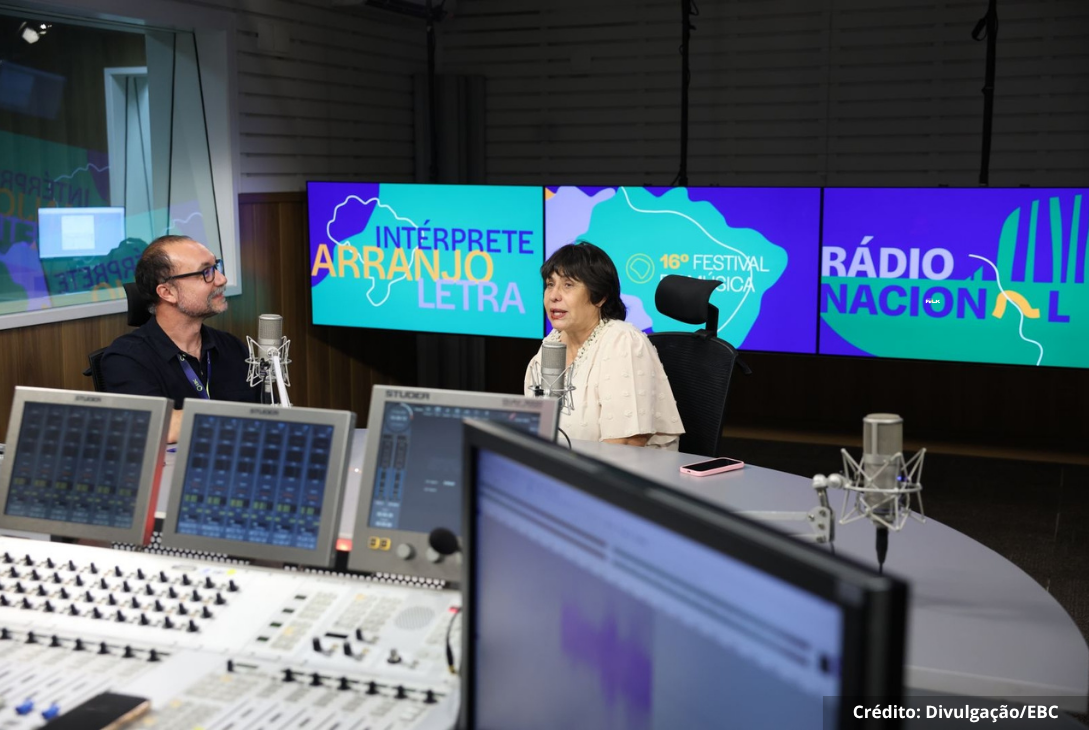 Foto do estúdio da Rádio Nacional.