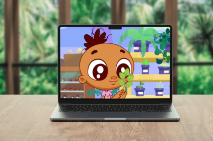 Mockup com cena da série animada.