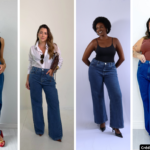 Foto de modelos com diferentes tamanhos utilizando a Denim.
